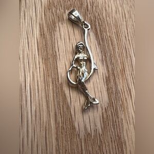 Mermaid Pendant – Vintage Sterling Silver 925 – NOS Fantasy Charm